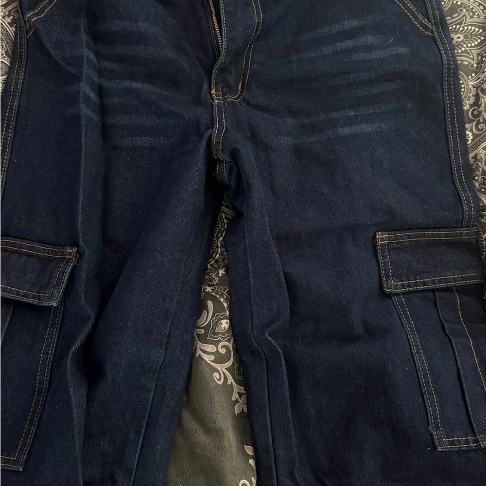 Dark Blue Denim Cargo Pants